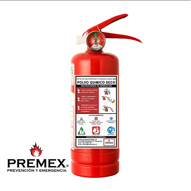 EXTINTOR POLVO QUÍMICO SECO (PQS) - 1 KILO